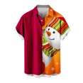 thumbnail image 1 of Mens Manga Corta Botón Abajo Camisas, Navidad Impreso Turndown Cuello Blusa, Top de Moda Casual, 1 of 5