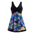 thumbnail image 3 of Wantdo Women's Plus Size Swim Dresses One Piece Swimwear Tummy Control Swimsuit Leaf Flower 22/24 Plus, 3 of 9