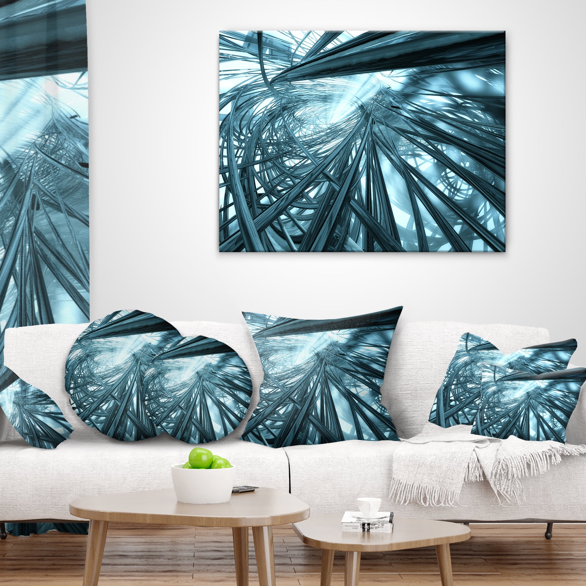 Designart Fractal 3D Stripes Everywhere - Contemporary Throw Pillow - 16x16