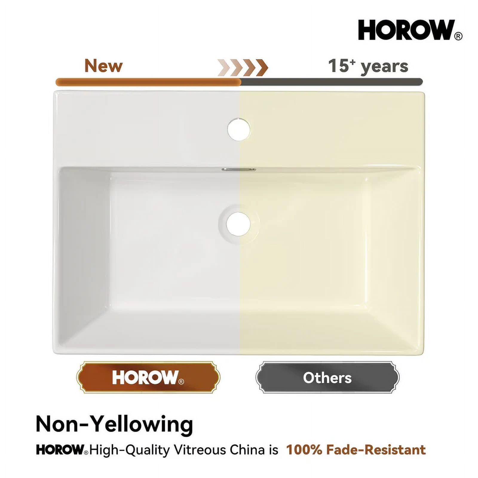 HOROW 24" Console Bathroom Sink,Free Standing 30 Inch Stainless Steel Support Pedestal Legs, Gold