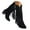 Black, variant on Suede Cowboy Boots for Women Trendy Fringe Studded Zip up Heeled Wide Calf Boots Winter Mid Calf Booties