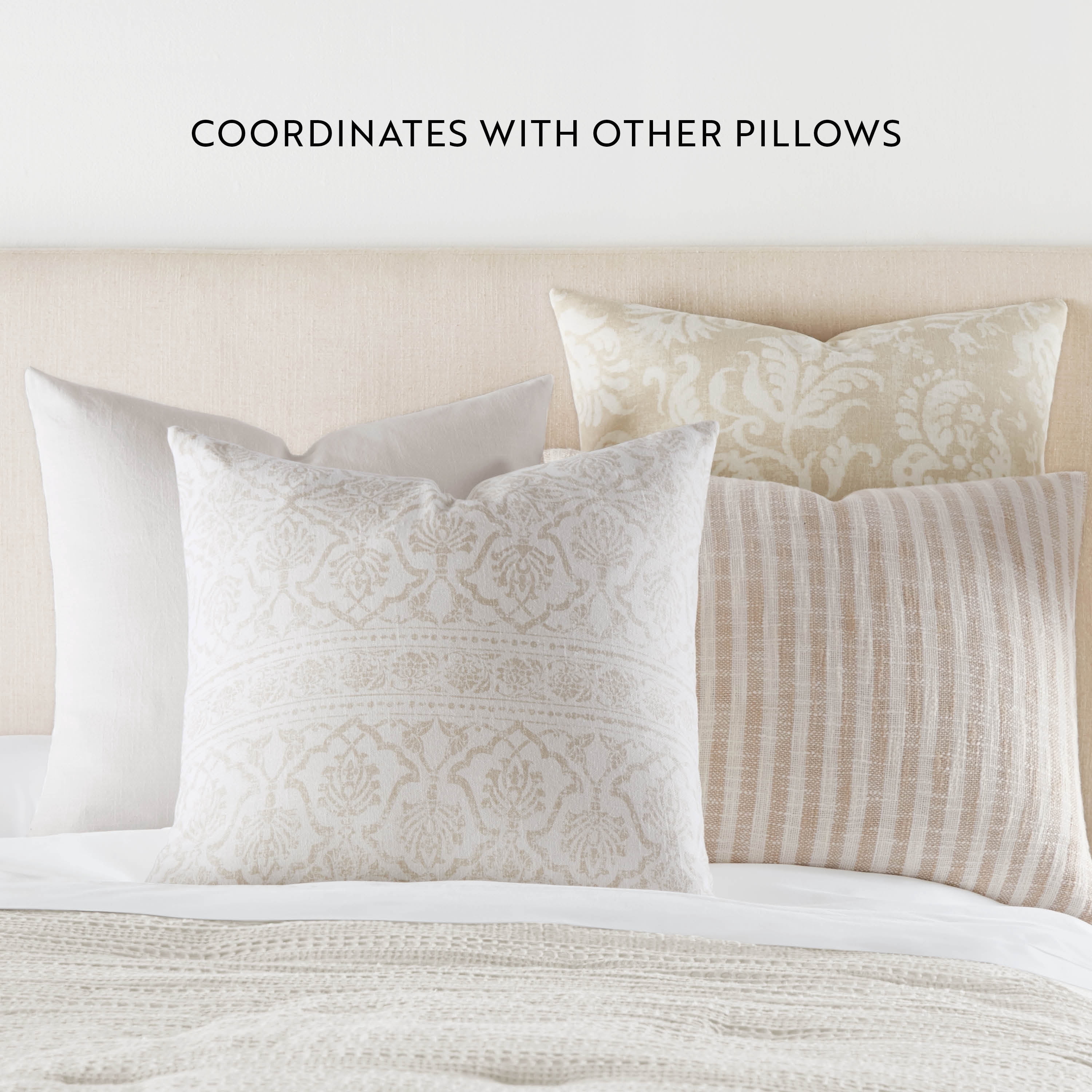 Noble Linens 2-Pack Cotton Slub Decor Throw Pillows - Antique Floral Natural