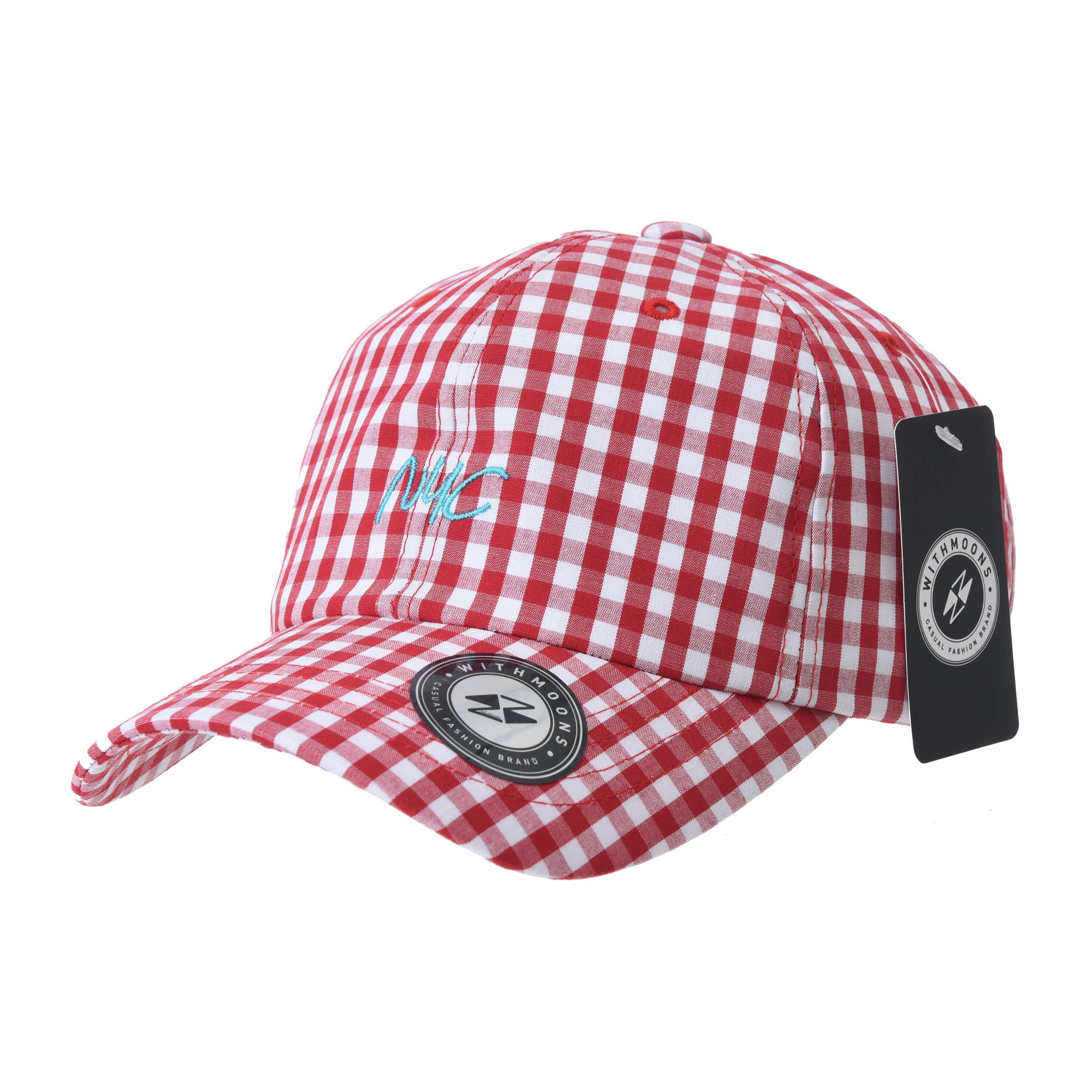 Gingham Print Black-White-Tartan Unisex Baseball Cap Adjustable Closure set of 5 9Twenty Female Gingham Yankees Cap by New Era --> Shop Hats  main image 2