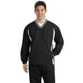 thumbnail image 1 of Discontinued  Sport-Tek ®  Tall Tipped V-Neck Raglan Wind Shirt. Tjst62 Lt Black/ White, 1 of 2