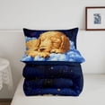 thumbnail image 5 of Homewish Lovely Golden Retriever Twin Comforter Sets,Cartoon Dog Bedding Set,White Clouds Decor,Navy Blue Reversible,2 Pieces,1 Comforter and 1 Pillowcase, 5 of 7