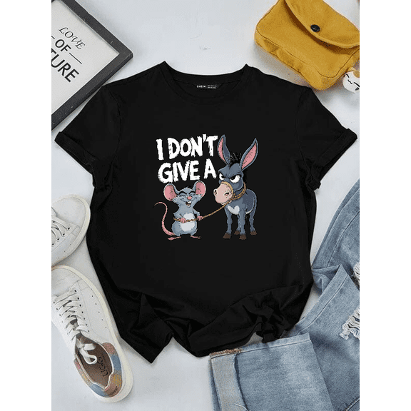 Quote Art I Dont Give A Rats Donkey Mouse Funny Sarcastic Humor Unisex T-Shirt V16452 ,up to size 5XL