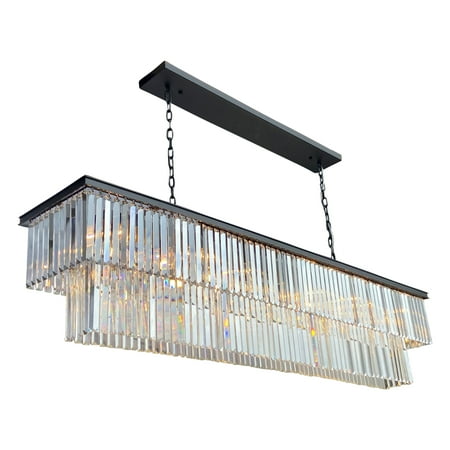 

LightUpMyHome D’Angelo 70 Inch Clear Glass Crystal Prism 24 Light Chandelier Black