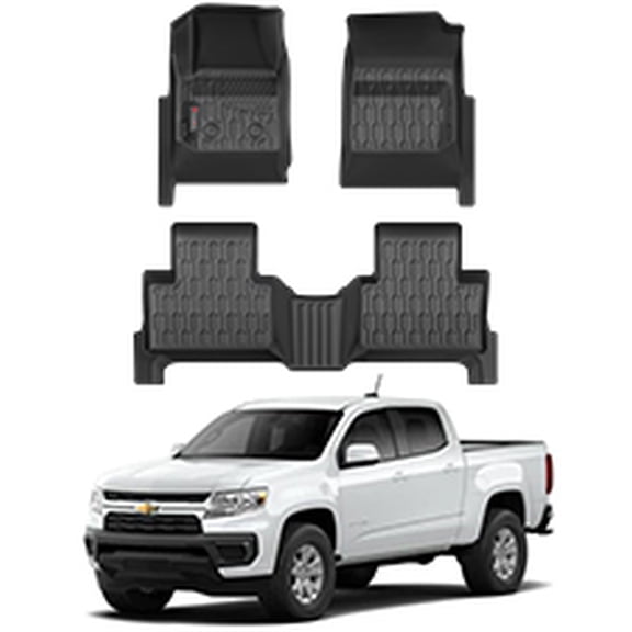 Floor Mats Liners for 2015-2022 Chevy Colorado GMC Canyon Crew Cab,Guard Front Rear Car Carpet Non-Slip Automotive Floor Liners, ,Easy to Clean All Weather