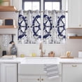 thumbnail image 2 of Navy Blue Rudder Coastal Kitchen Curtains Short 45 Inch Length, Nautical Beach Ocean Retro Grommet Top Bedroom Living Room Curtains, Light Filtering Cafe Curtain Drapes 2 Panels Set 84''x45'', 2 of 9