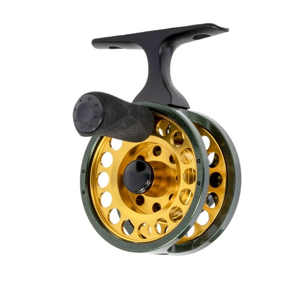 Lew's Wally Marshall Signature Series Solo Jigging Fishing Reel, 1:1 Gear Ratio, Aluminum Frame and Spool, Multi-Disc Drag, EVA Handle Knob, 6-Pound Line, Green/Gold