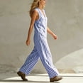 thumbnail image 6 of Casual Summer Sleeveless Jumpsuit With V-Neck Button Front And Striped Pattern, Solid Loose Fit, 6 of 6