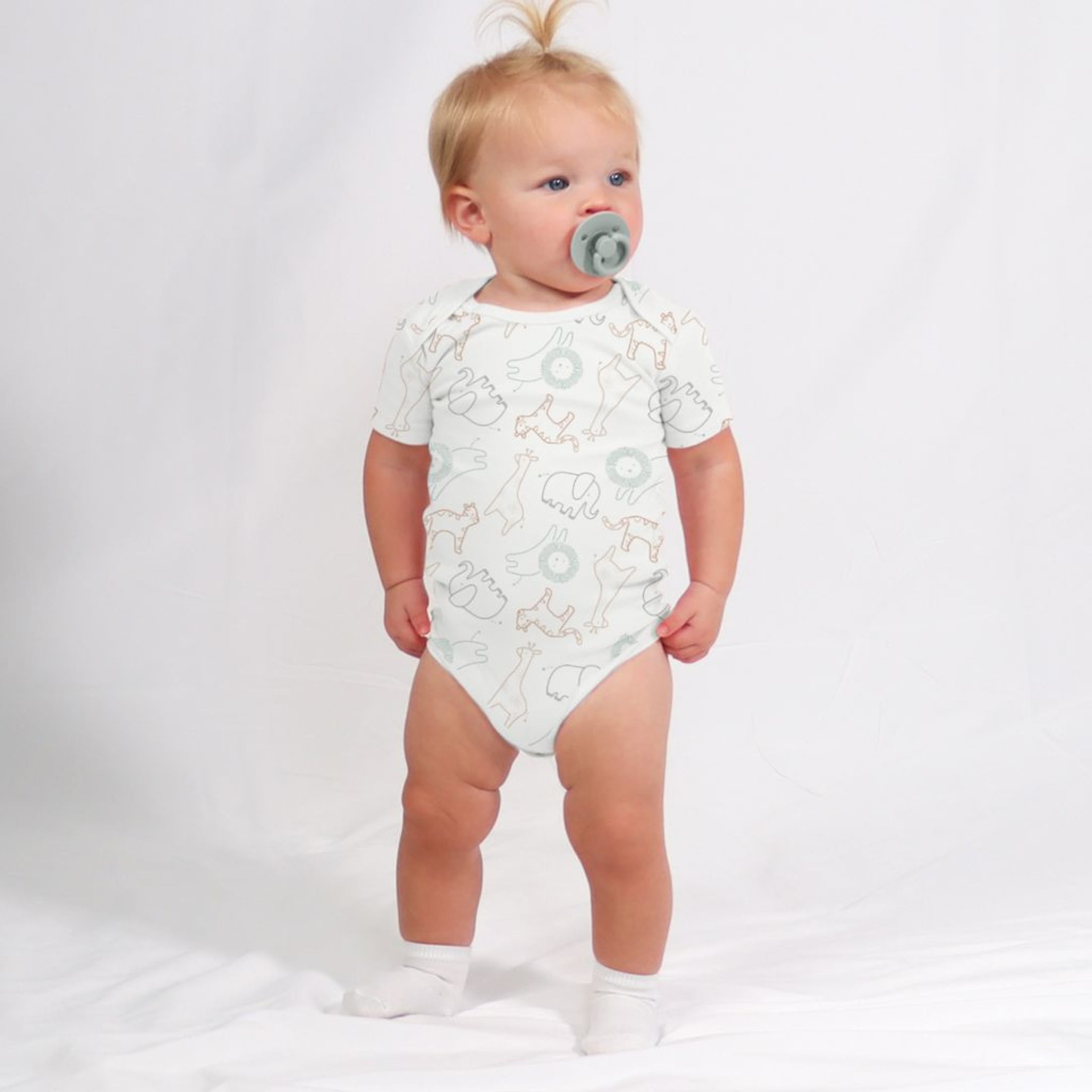 The Peanutshell Baby Bodysuit Pack with Safari Design, Unisex Baby Clothes for Newborns, 4-Pack