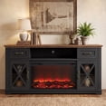 thumbnail image 2 of Fireplace TV Stand for 70inch TVs, LEGAHOME Modern 63" TV Stand with 30" Fireplace, Entertainment Center with Storage Drawers, Brown Tabletop and Black Cabinet, 2 of 9