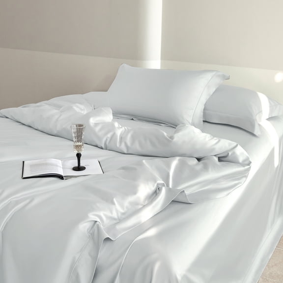 DCSKY 100% Cotton Duvet Cover Set, High Thread Count Luxury 3-Piece Bedding, Modern Grey, King