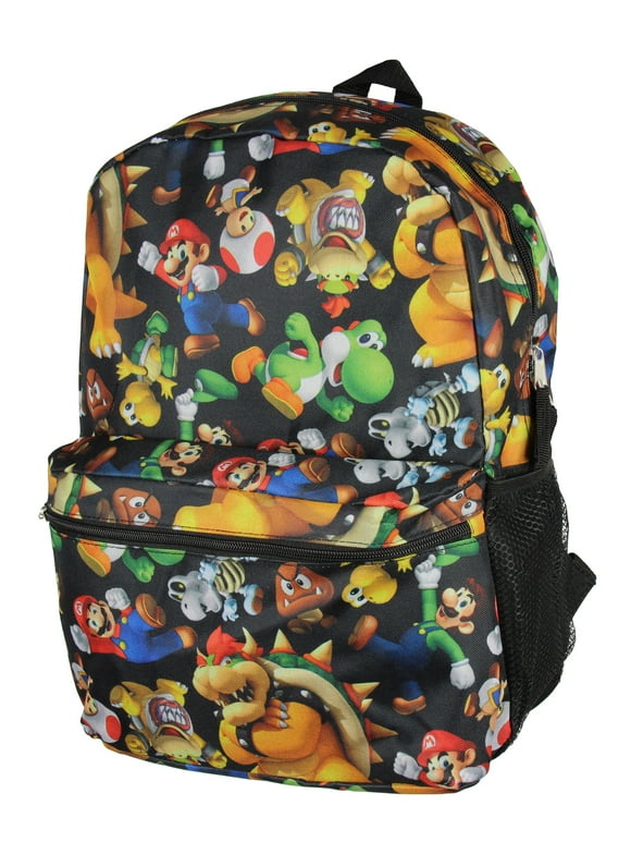 Nintendo Super Mario Bros.Backpack All Over Character Print 16" Kids School Bag