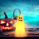 thumbnail image 1 of Puntoco Luces de mano con forma de fantasma de Halloween, luz LED sin llama, fiesta en casa, festiva, 1 of 2