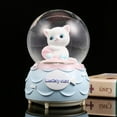 thumbnail image 1 of Caja de música con forma de copo de nieve y bola de cristal con forma de gato de dibujos animados, regalo de cumpleaños para niños, adornos de resina para escritorio para estudiantes, 1 of 6