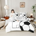 thumbnail image 4 of Manfei Soccer Ball Game 2pcs Bedding Comforter Set for Children Teens Boys,Sport Theme Twin Comforter Sets,Black White Breathable Bedding Set,Ultra Soft Home Decor,Reversible, 4 of 8