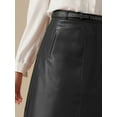thumbnail image 5 of DARING DIVA Women A-Line High Waist PU Faux Leather Belted Midi Skirt XS Black, 5 of 6