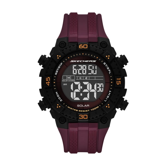 Skechers Men's SolarPro Solar-Powered Burgundy Plastic Watch