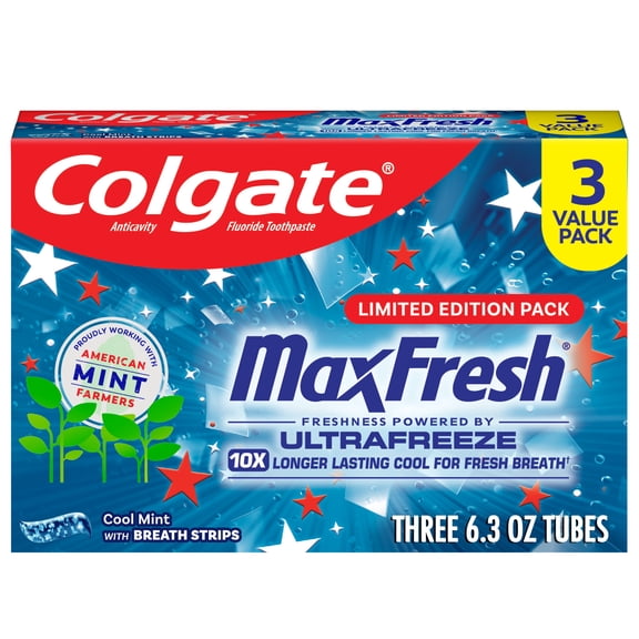 Colgate MaxFresh Cool Mint Toothpaste Limited Edition, 3 Pack, 6.3 oz