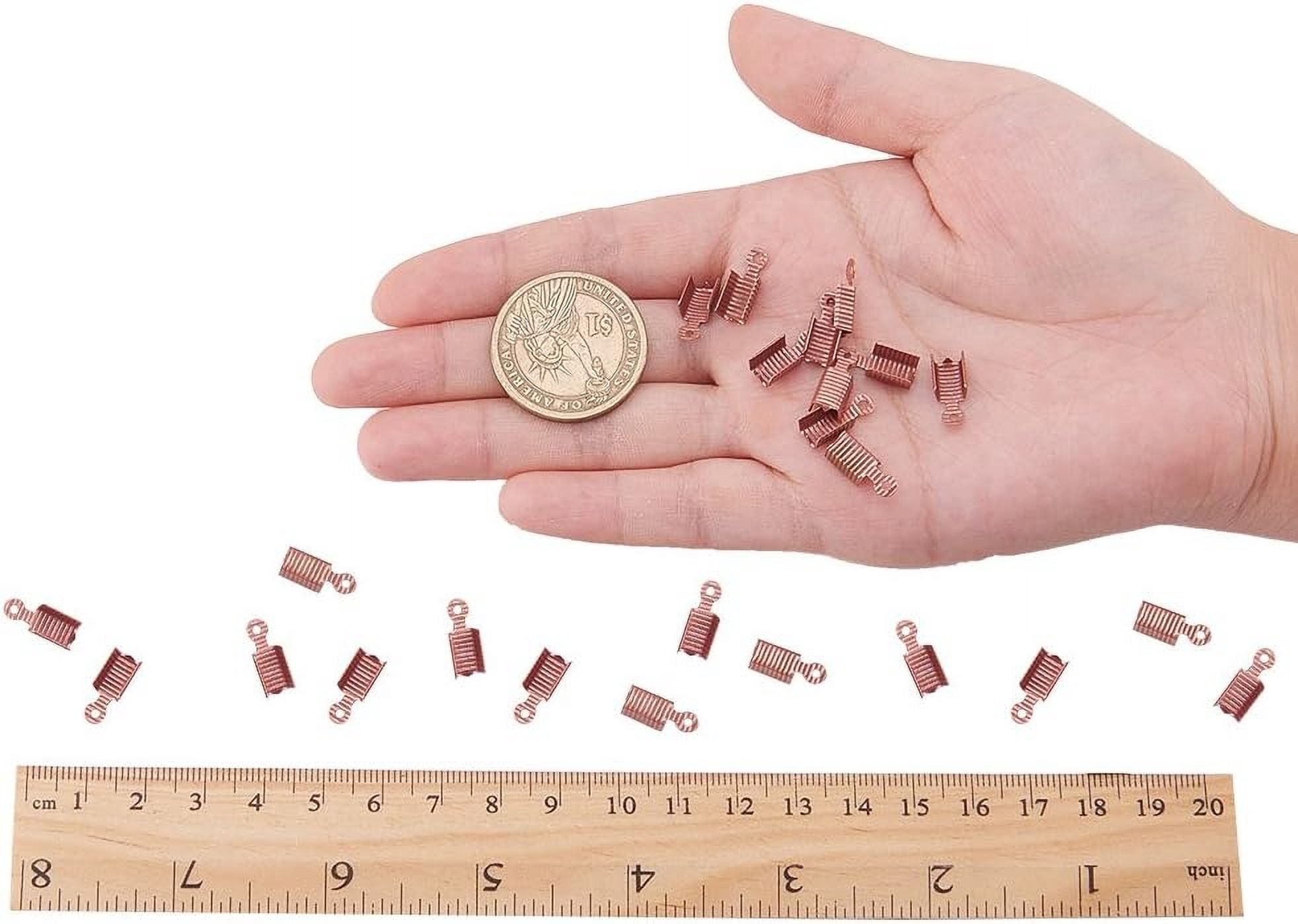 1000 PCS Red Copper Color Brass Cord Ends Folding Crimp Ends Fold Over Crimp Cord Tips/Ends Terminators End Jewelry Findings Tips for Leather
