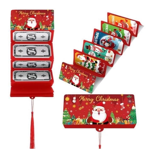 2025 Santa Claus 10 Card Red Envelope Christmas Surprise Money Box Party