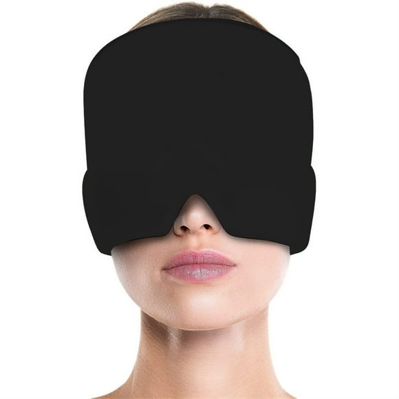 (Black - Double Layer) Ice Compress Headgear, Pain Relief, Cold Compress Cap, Eye Protection and Forehead Protection