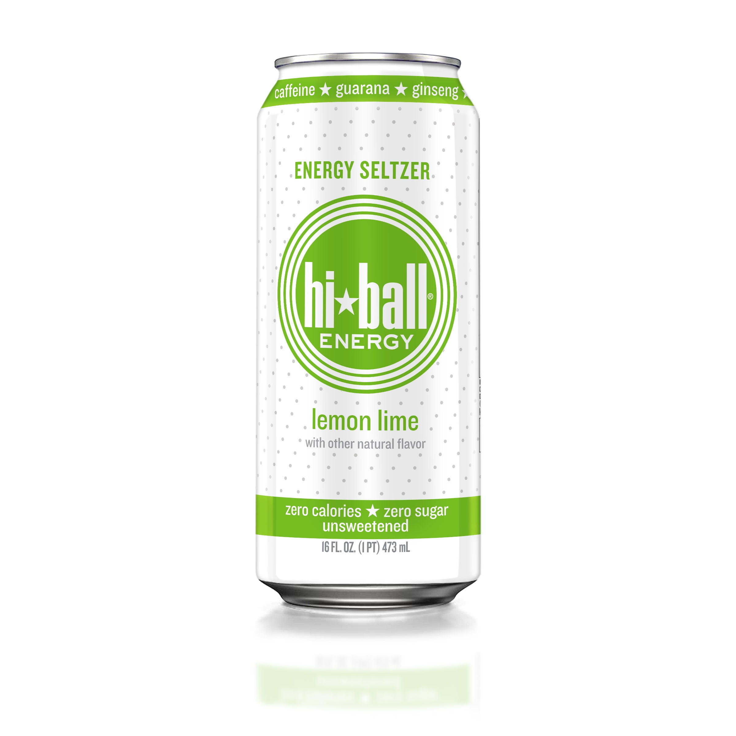 HiBall Clean Energy Drink, Zero Sugar Caffeinated Seltzer Water, Lemon Lime, 16oz USA, 12 pack