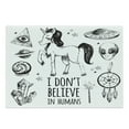thumbnail image 1 of Unicorn Cutting Board, Mysticism Occult Featured Set Pyramids Aliens Dream-Catcher Grunge Print Art, Decorative Tempered Glass Cutting and Serving Board, Large Size, Black, by Ambesonne, 1 of 1