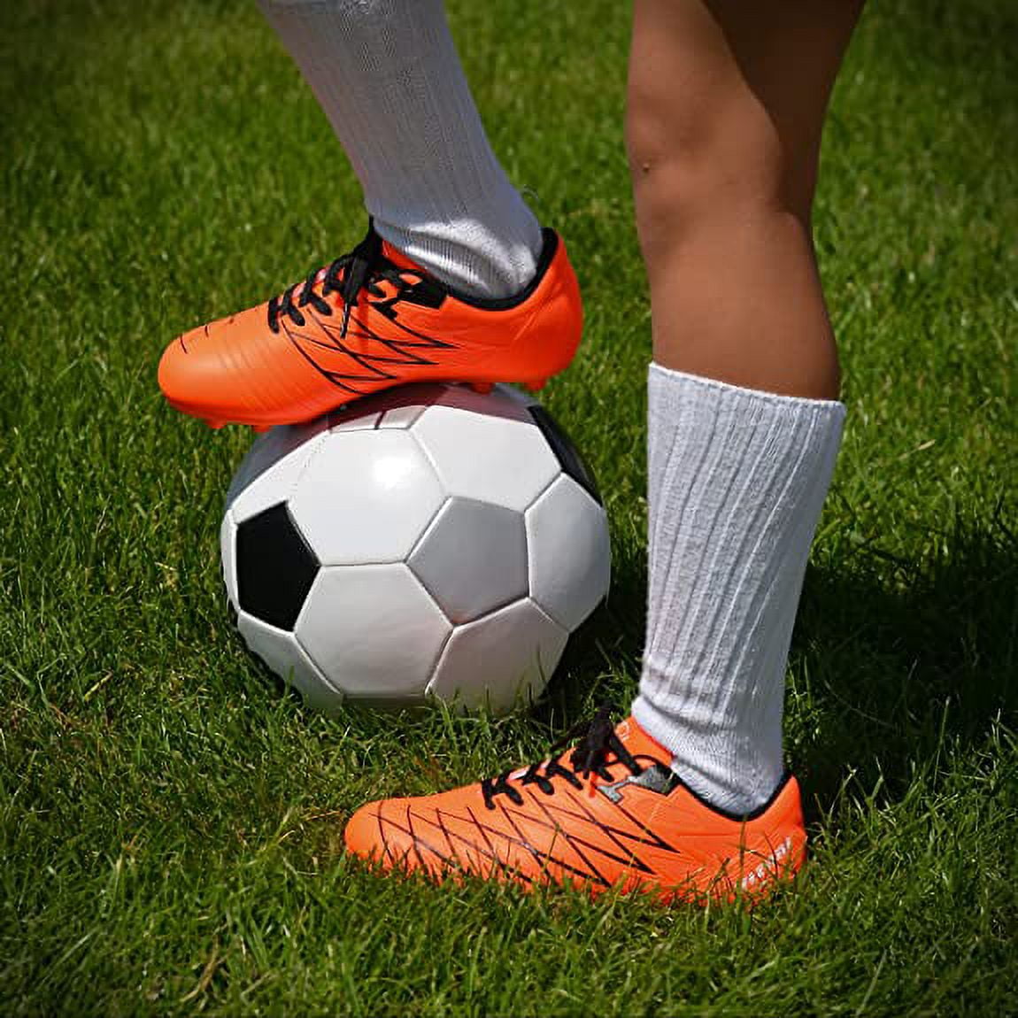 Vizari Unisex-Kid's Youth and Junior Boca Firm Ground (FG) Soccer Shoe | Color - Orange / Black | Size - 7.5