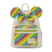 Loungefly Disney Minnie Mouse Sequin Rainbow Double Strap Shoulder Bag Purse
