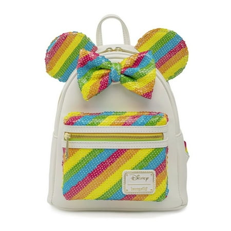 Loungefly Disney Minnie Mouse Sequin Rainbow Double Strap Shoulder Bag Purse