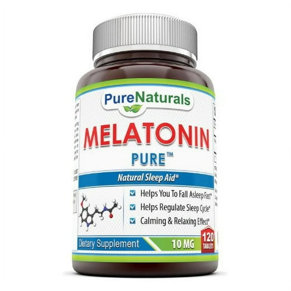 Pure Naturals Melatonin 10mg Per Serving 120 Tablets Supplement | Non GMO | Gluten Free | Made in USA | Suitable for Vegetarian