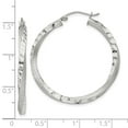 thumbnail image 4 of 925 Sterling Silver Anti-Tarnish Coating Women's Satin Finish & Diamond Cut Tube 3mm Hoop Earrings | 35mm, 4 of 4