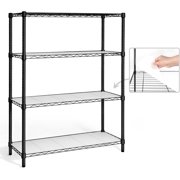 "NSF-Certified Adjustable 4-Tier Wire Shelving Unit with Liners - Heavy Duty Steel Storage Rack for Garage, Basement & Utility Organization (Black)"
