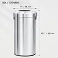 thumbnail image 2 of EKO - cubeta de basura redondo de acero inoxidable de 32 galones, cubeta de basura grande comercial con tapa desmontable y asa de transporte, cubeta de basura de metal cepillado para el hogar,, 2 of 5