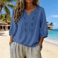 thumbnail image 6 of Breathable Linen Tops for Women Beach Vacation Flowy Summer Outfit, 6 of 6