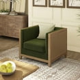 thumbnail image 6 of Jennifer Taylor Home Georgia 34" Cane Rattan Tuxedo Armchair, Olive Green Performance Velvet, 6 of 7
