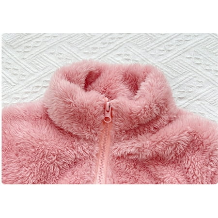 

TOWED22 Baby Leather Jacket Toddler Baby Girls Vest Waistcoat Sleeveless Cardigans Little Princess Winter Warm Fuzzy Shawl Jacket Pink