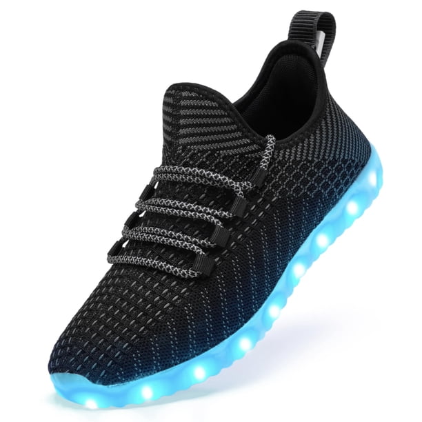 Zapatos iluminados BosenHulu con carga LED USB para adultos, negros
