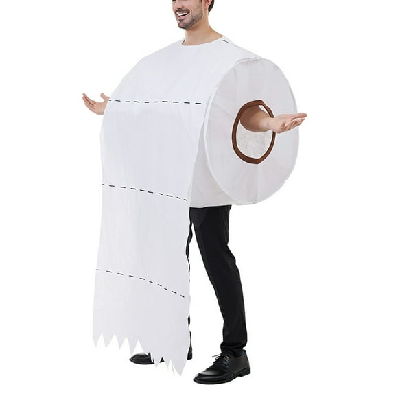 Gupgi Funny Toilet Paper Costume for Adults Halloween Cosplay Toilet Paper Tops Fancy Role Play Clothes