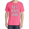 thumbnail image 2 of Wild Bobby,Not Today Satan Funny Witty, Streetwear, Garment-Dyed Washed Look Short Sleeve T-Shirt, Neon Pink, Medium, 2 of 3