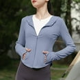 thumbnail image 5 of Delliss Womens Sun Protection Hoodie Jacket Full Zip Thumb Hole Slim Fit Clothing, 5 of 7