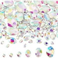 thumbnail image 1 of 94 piezas de diamantes de imitación con parte trasera puntiaguda, 6 tamaños, gemas de cristal, color AB, joyas ovaladas, adornos con cristales plateados, piedra de fantasía ovalada iridiscente., 1 of 6