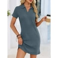 thumbnail image 5 of Women T Shirt Summer Dress Casual Business Mini Loose V-Neck Short Sleeve Dresses Blue XXL, 5 of 10