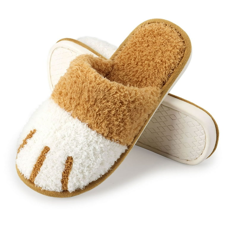 Spencer Fuzzy Slippers for Women Men, Comfy House Slipper Outdoor