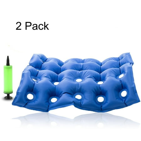 [2 Pack] Air Inflatable Seat Cushion w/ free Pump, Durabilityd Comfortable Inflation Seat Cushion Sciatica Back Tailbone Pressure Point Pain Relief- Home Office Chair Wheelchair Travel Day to Day