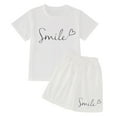 thumbnail image 4 of LRen Summer Outfits for Girls 6 Cartoon Print Short Sleeve T-Shirt & Shorts Set Crewneck Comfy Holiday T Shirt Short Pants 2 Piece Suit Back To School Clothes, 4 of 4