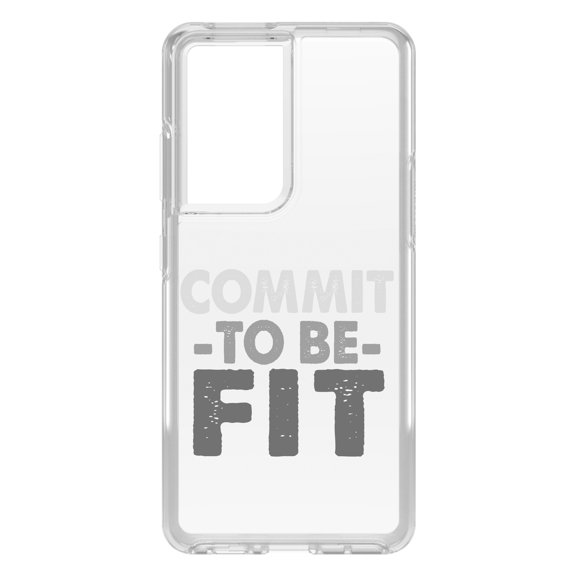 DistinctInk Clear Shockproof Hybrid Case for Galaxy S21 ULTRA 5G (6.8" Screen) - TPU Bumper Acrylic Back Tempered Glass Screen Protector - Commit To Be Fit